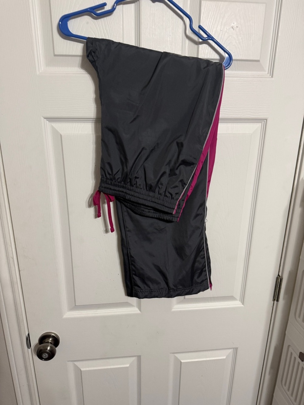 Avia Black Track Joggers with Pink Side Stripes